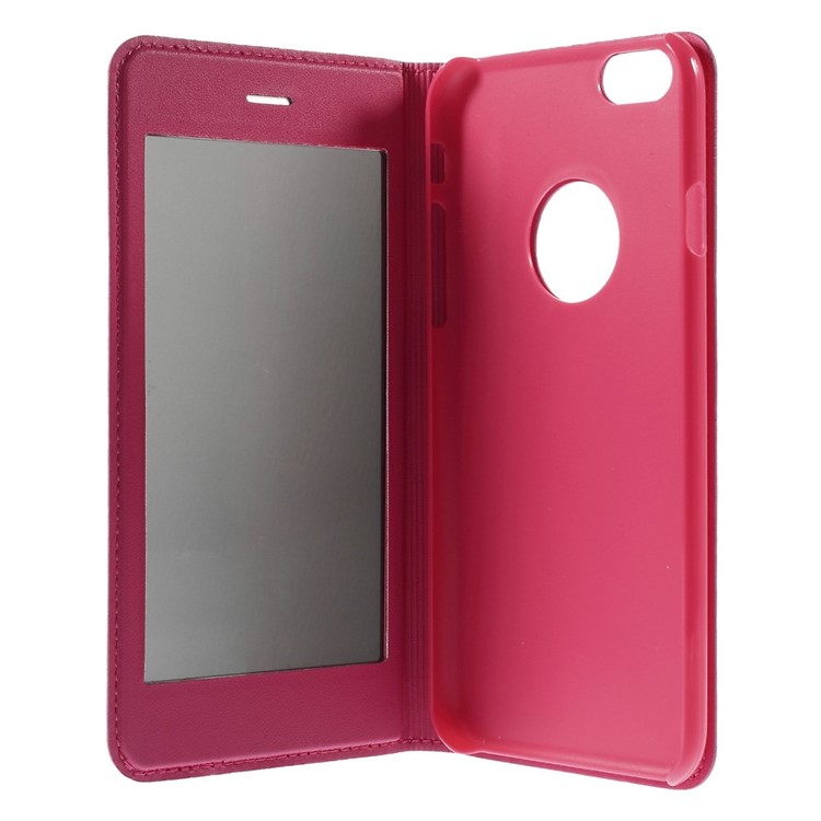 X-FITTED Anti-peep Privacy Full Touchable Window Leather Stand Cover for iPhone 6 / 6s 4.7-inch - Rose-10