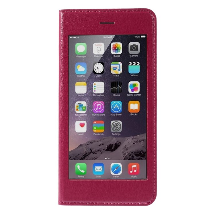 X-FITTED Anti-peep Privacy Full Touchable Window Leather Stand Cover for iPhone 6 / 6s 4.7-inch - Rose-3
