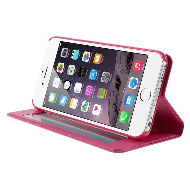 X-FITTED Anti-peep Privacy Full Touchable Window Leather Stand Cover for iPhone 6 / 6s 4.7-inch - Rose-4