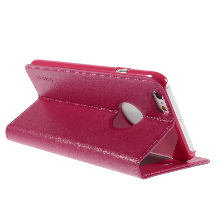 X-FITTED Anti-peep Privacy Full Touchable Window Leather Stand Cover for iPhone 6 / 6s 4.7-inch - Rose-5