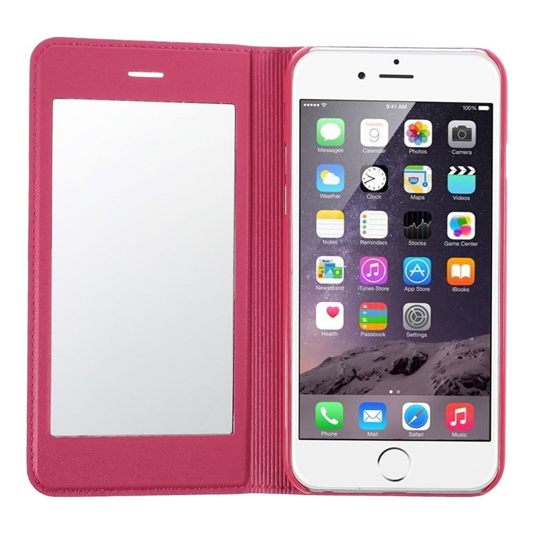 X-FITTED Anti-peep Privacy Full Touchable Window Leather Stand Cover for iPhone 6 / 6s 4.7-inch - Rose-6