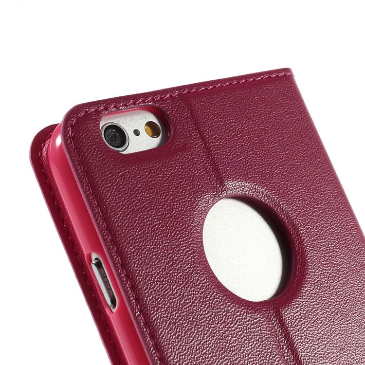X-FITTED Anti-peep Privacy Full Touchable Window Leather Stand Cover for iPhone 6 / 6s 4.7-inch - Rose-8