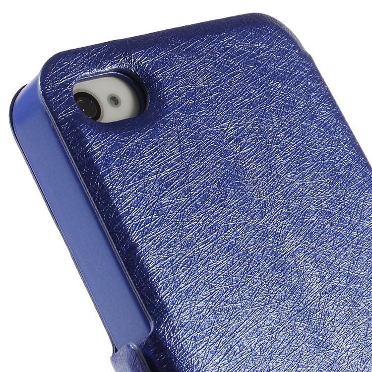 Silk Texture Dual View Windows Leather Cover Stand for iPhone 4s 4 - Blue-8
