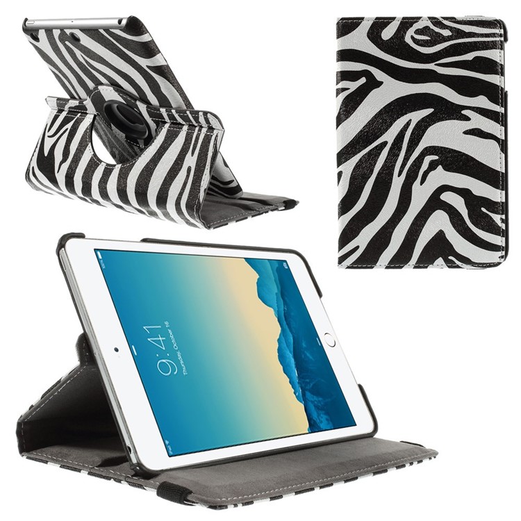 Smart Zebra-striped Leather Case for iPad Mini 1 2 3 with 360 Degree Rotary Stand-1
