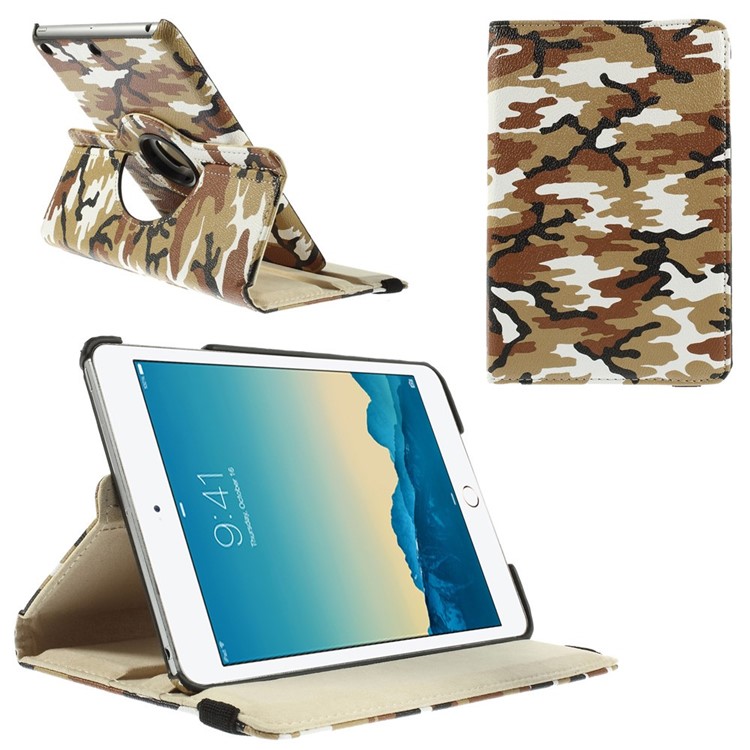 Brown Camouflage Smart Leather Cover for iPad Mini 1 2 3 with 360 Degree Rotary Stand-1