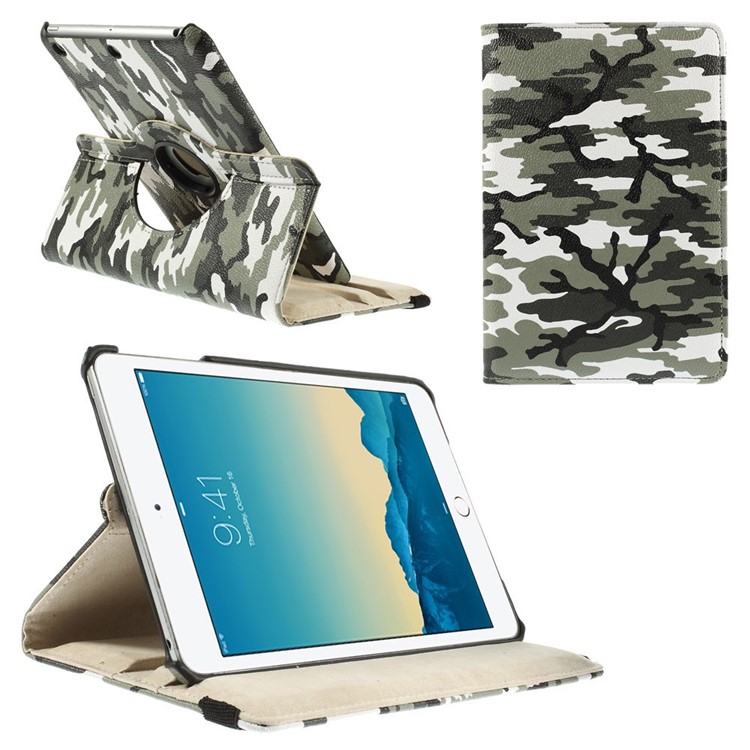 Army Green Camouflage Smart Leather Cover for iPad Mini 1 2 3 with 360 Degree Rotary Stand-1