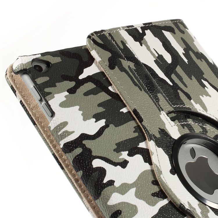 Camouflage Pattern Swivel Stand Smart Leather Cover for iPad Air 2 - Army Green-10