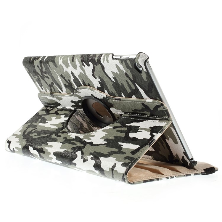 Camouflage Pattern Swivel Stand Smart Leather Cover for iPad Air 2 - Army Green-4