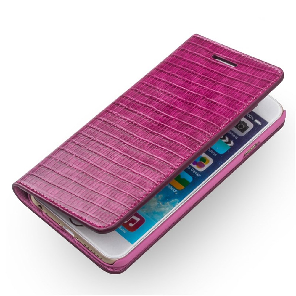 QIALINO Crocodile Texture Genuine Leather Wallet Case for iPhone 6 Plus / 6s Plus 5.5 inch - Rose-3