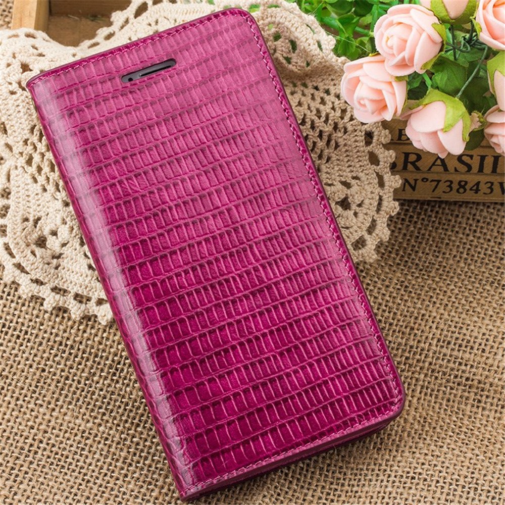 QIALINO Crocodile Texture Genuine Leather Wallet Case for iPhone 6 Plus / 6s Plus 5.5 inch - Rose-4