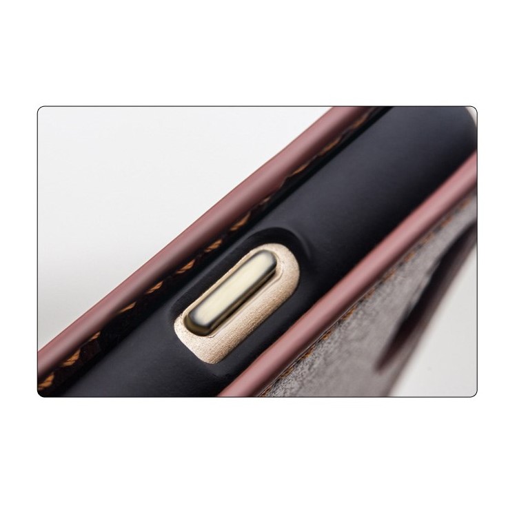 Qialino Luxuoso Caseta de Couro Genuíno Para Iphone 6 Plus / 6s Mais 5,5 Polegadas - Castanho