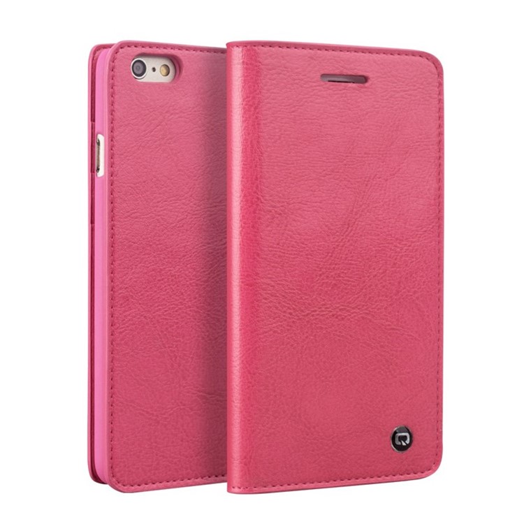 QIALINO Classic Series Top-layer Genuine Wallet Leather Shell for iPhone 6 / 6s 4.7 inch - Rose-1