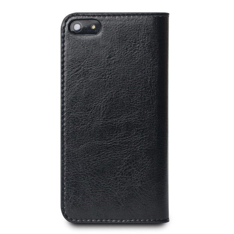 QIALINO Top-layer Genuine Leather Card Holder Case for iPhone SE 5s 5 - Black-2