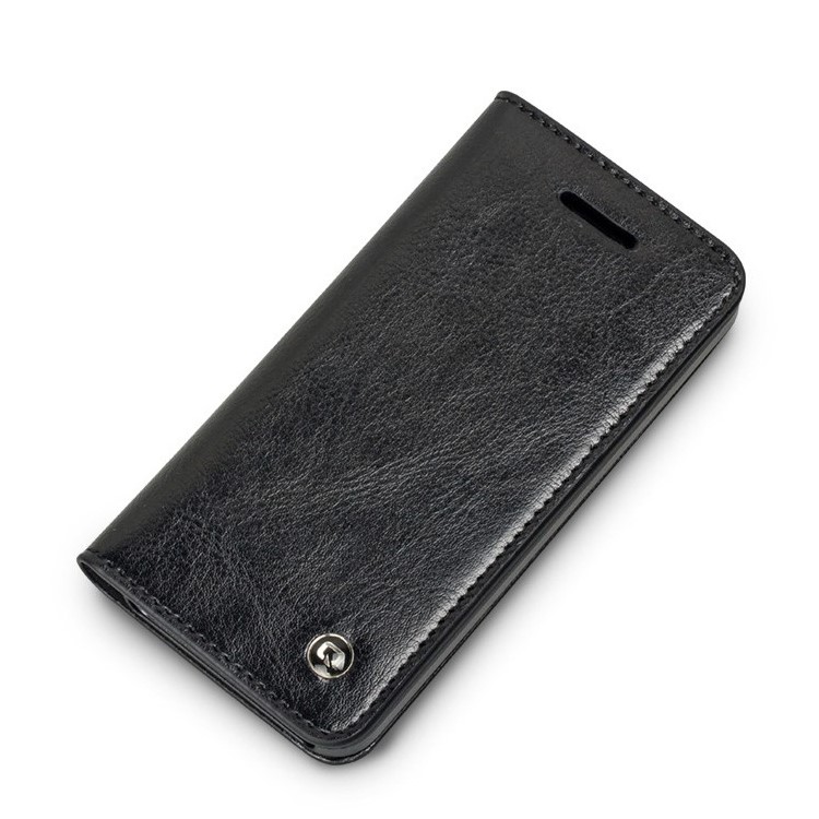 QIALINO Top-layer Genuine Leather Card Holder Case for iPhone SE 5s 5 - Black-3