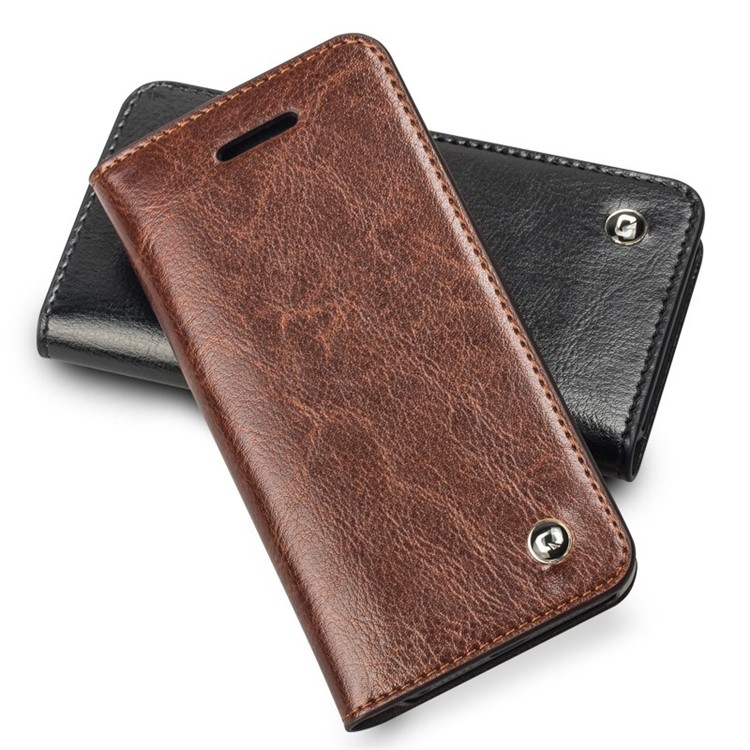 QIALINO Top-layer Genuine Leather Card Holder Case for iPhone SE 5s 5 - Black-4