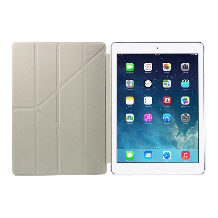 Origami Stand Flip Leather Case for iPad Air - Black-10