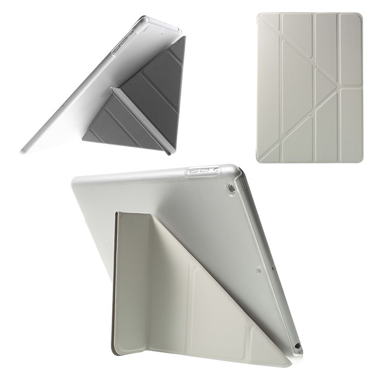 Origami Stand Flip Leather Case for iPad Air - White-1