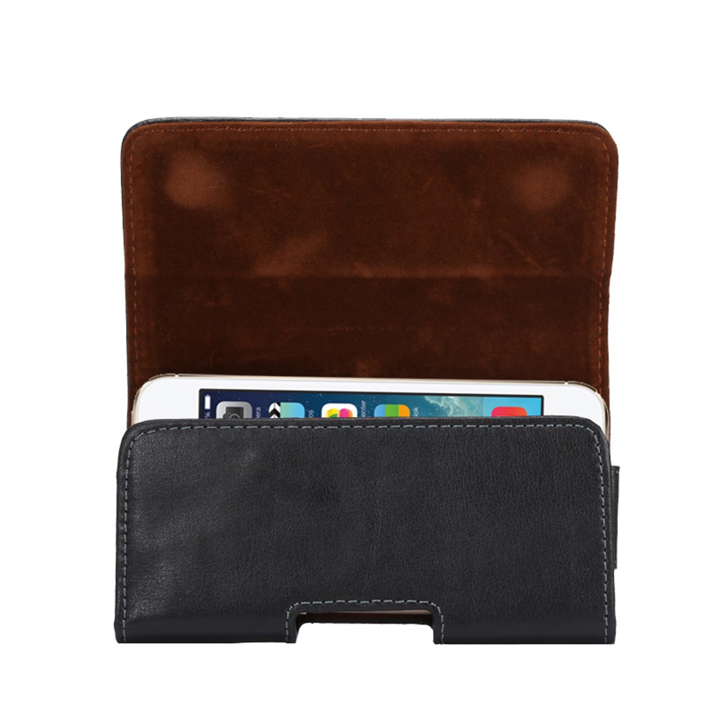 Couvercle de Pochette en Cuir Véritable Pour Iphone SE 5s 5 Avec Clip de Ceinture - le Noir