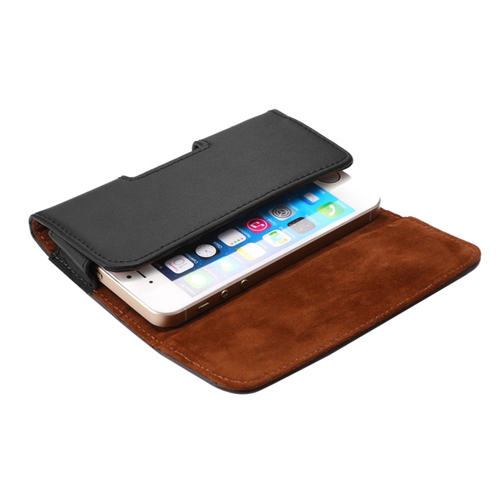 Genuine Leather Holster Pouch Cover for iPhone SE 5s 5 with Belt Clip - Black-4