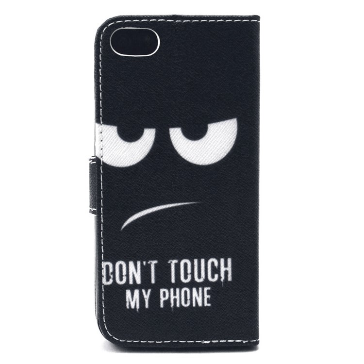 Wallet Leather Protective Phone Cover for iPhone SE 5s 5 - Do Not Touch My Phone-2