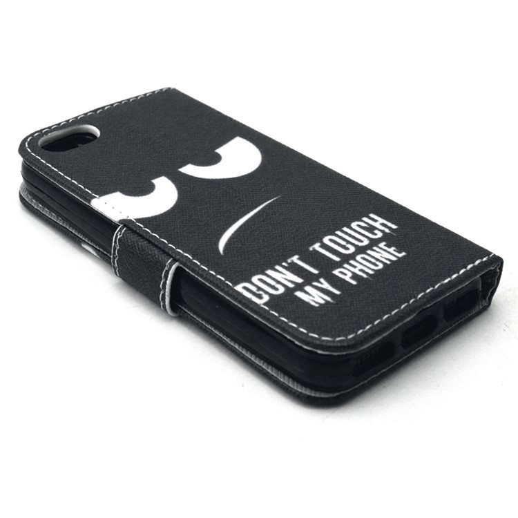 Wallet Leather Protective Phone Cover for iPhone SE 5s 5 - Do Not Touch My Phone-4
