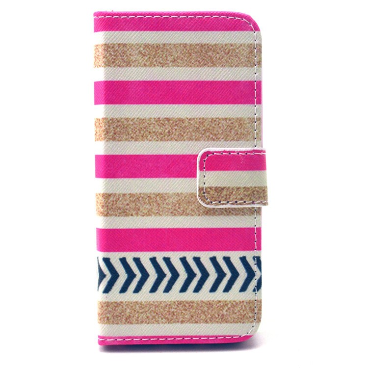 Wallet Leather Protective Phone Case for iPhone SE 5s 5 - Colorful Stripes Pattern-1