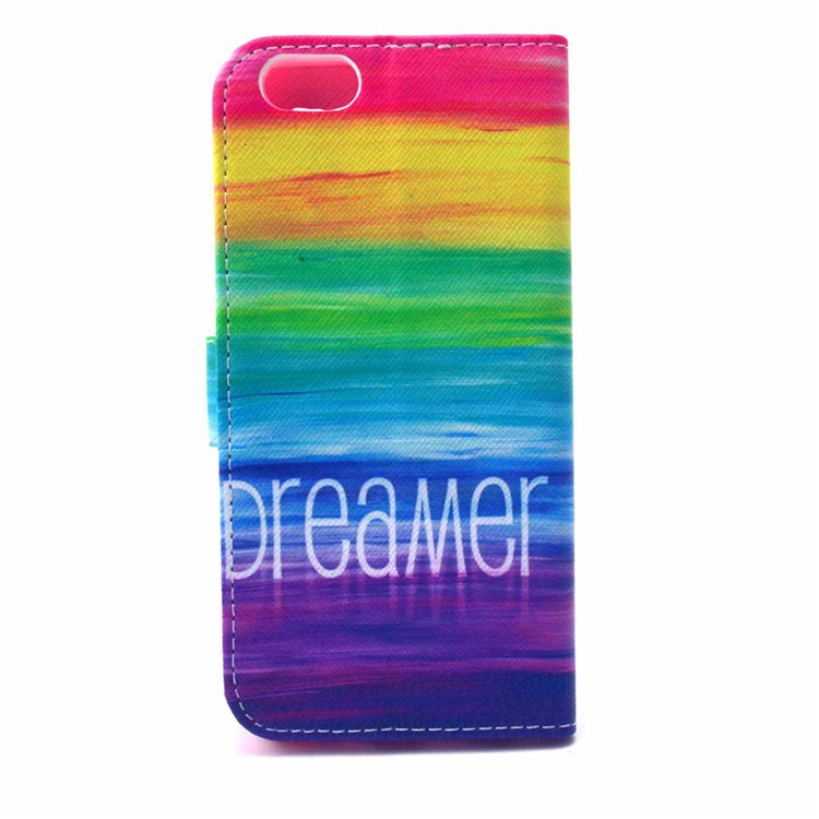 Folio Leather Wallet Phone Protective Case for iPhone 6s / 6 - Rainbow Stripes-2