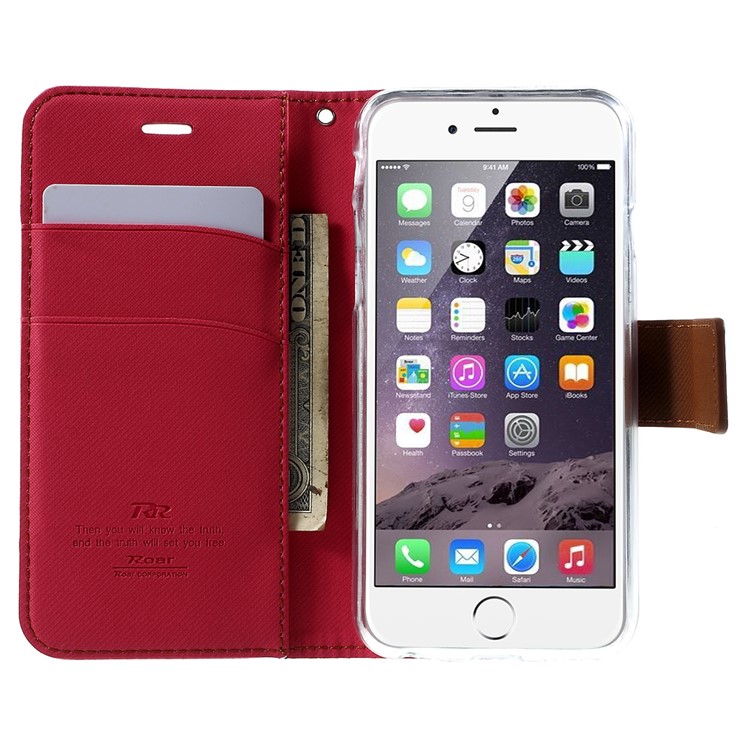 ROAR KOREA Twill Wallet Leather Shell for iPhone 6s 6 4.7 inch - Rose-5