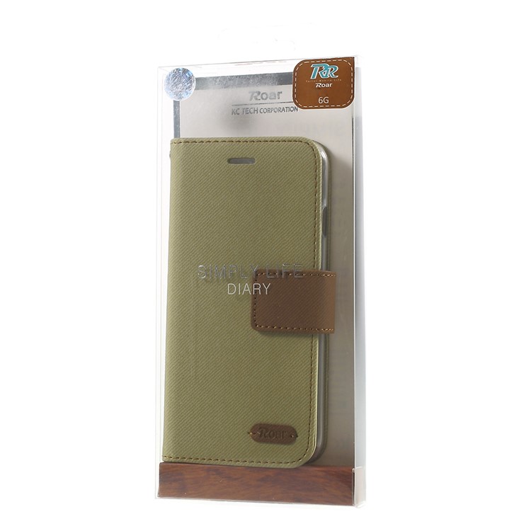 ROAR KOREA Twill Wallet PU Leather Cover for iPhone 6s 6 4.7 inch - Khaki-11