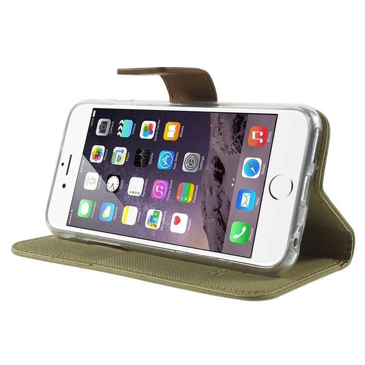 ROAR KOREA Twill Wallet PU Leather Cover for iPhone 6s 6 4.7 inch - Khaki-3