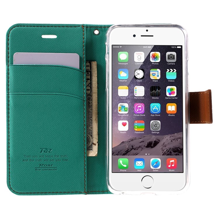 ROAR KOREA Twill Wallet PU Leather Case for iPhone 6s 6 4.7 inch - Green-5