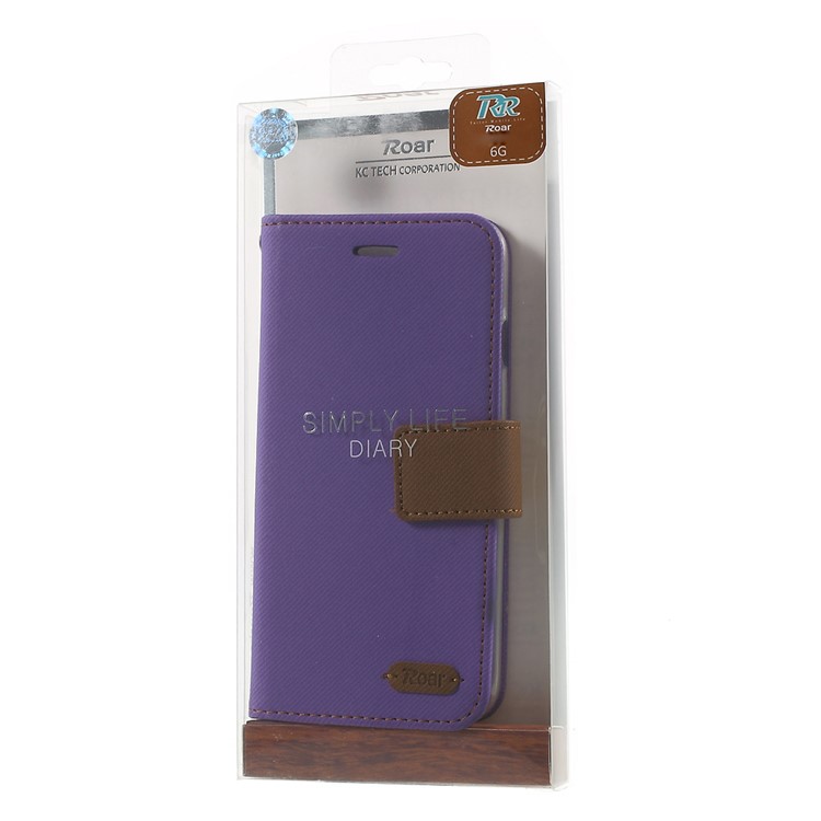 ROAR KOREA Twill Wallet Leather Phone Case for iPhone 6s 6 4.7 inch - Purple-10