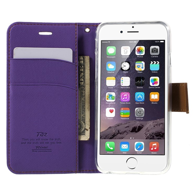 ROAR KOREA Twill Wallet Leather Phone Case for iPhone 6s 6 4.7 inch - Purple-5