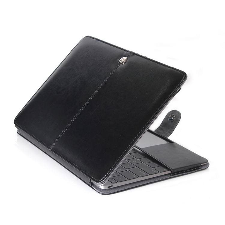 Caja de Protección de Cuero de Caballos de Caballos Para MacBook de 12 Pulgadas Con Pantalla Retina (2015) - Negro