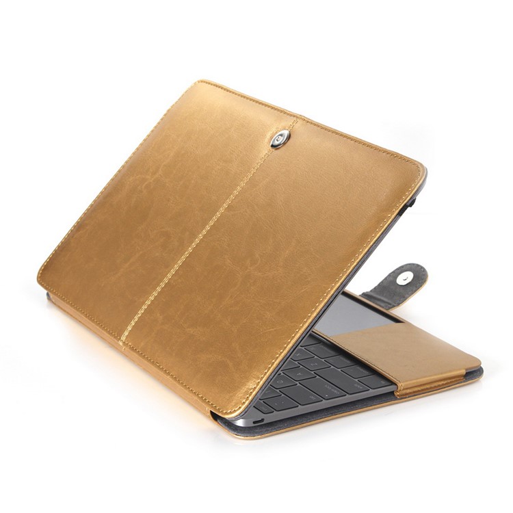 Crazy Horse Leather Protective Shell for MacBook 12-inch with Retina Display(2015) - Gold-6