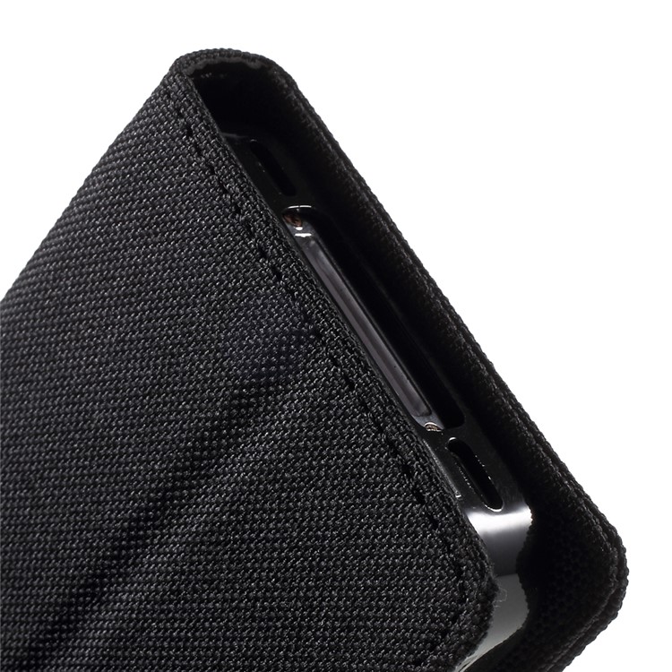 MERCURY GOOSPERY Canvas Diary Leather Case for iPhone 4s / 4 with Stand - Black-10