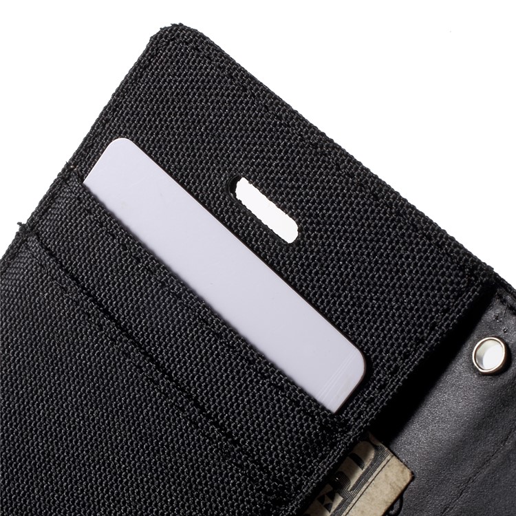 MERCURY GOOSPERY Canvas Diary Leather Case for iPhone 4s / 4 with Stand - Black-7