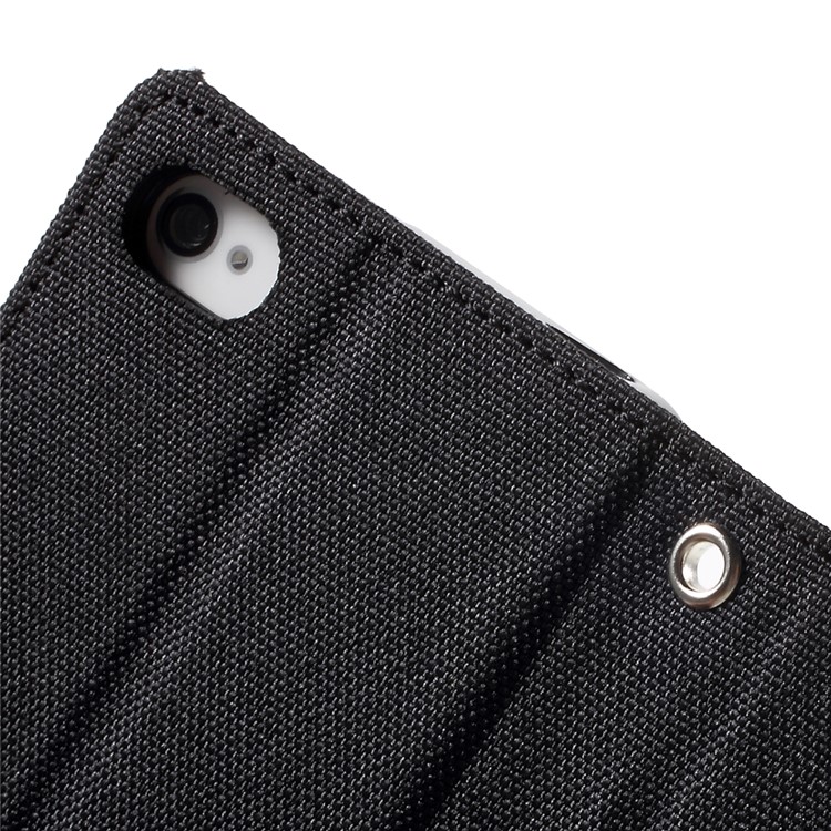 MERCURY GOOSPERY Canvas Diary Leather Case for iPhone 4s / 4 with Stand - Black-8