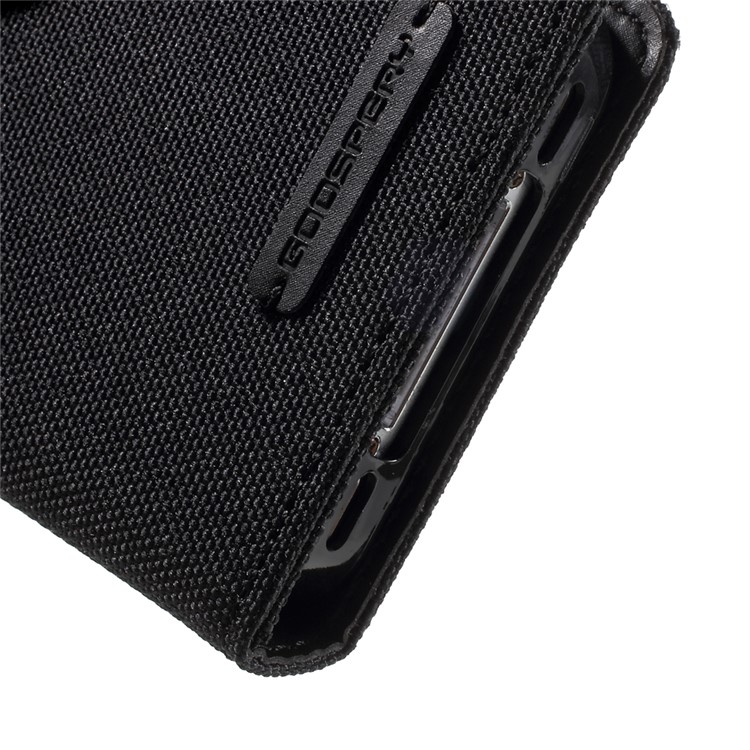 MERCURY GOOSPERY Canvas Diary Leather Case for iPhone 4s / 4 with Stand - Black-9