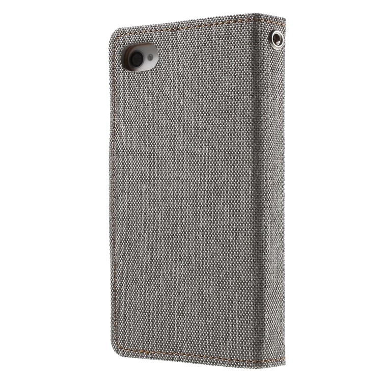 MERCURY GOOSPERY Canvas Diary Leather Cover for iPhone 4s / 4 with Stand - Grey-2