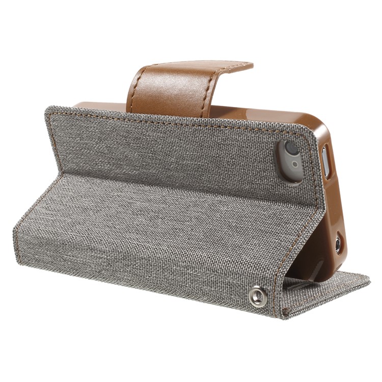 MERCURY GOOSPERY Canvas Diary Leather Cover for iPhone 4s / 4 with Stand - Grey-4