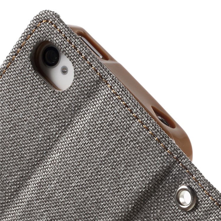 MERCURY GOOSPERY Canvas Diary Leather Cover for iPhone 4s / 4 with Stand - Grey-7