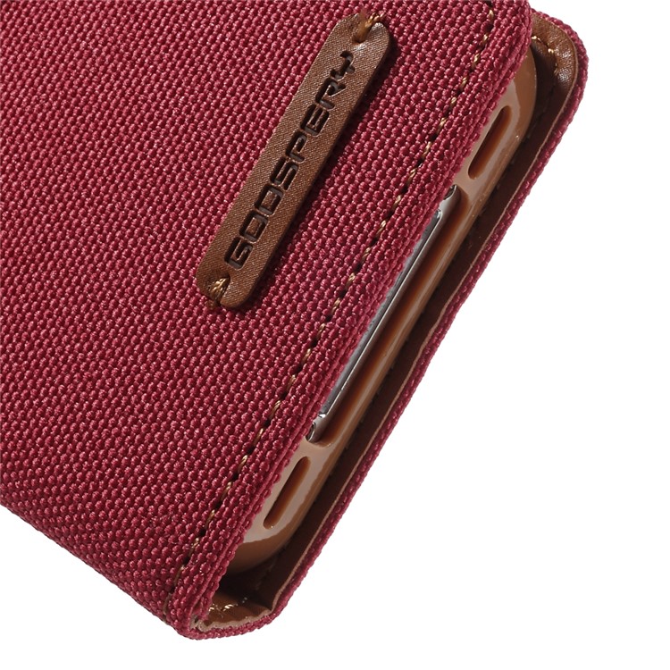 MERCURY GOOSPERY Canvas Diary Leather Shell for iPhone 4s / 4 with Stand - Red-8
