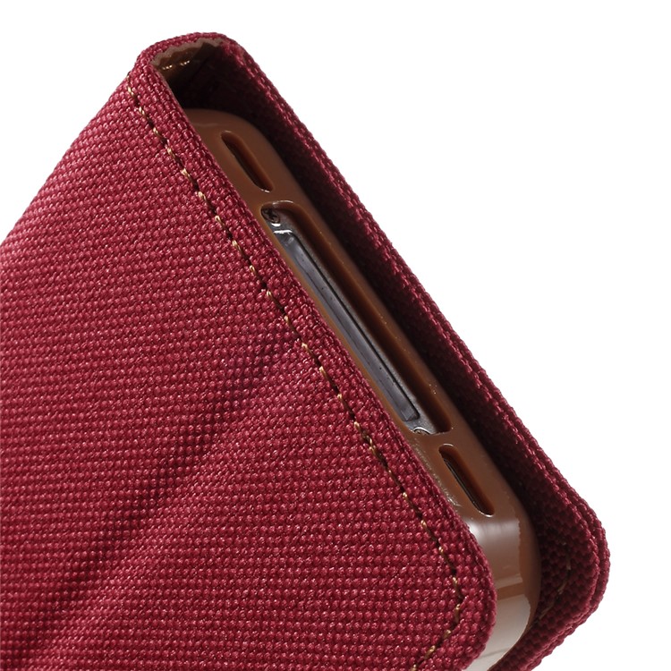 MERCURY GOOSPERY Canvas Diary Leather Shell for iPhone 4s / 4 with Stand - Red-9