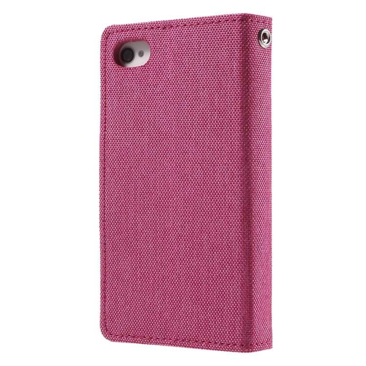MERCURY GOOSPERY Canvas Diary Leather Cover for iPhone 4s / 4 with Stand - Rose-2