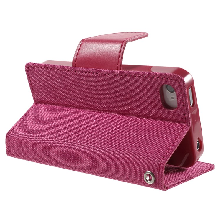 MERCURY GOOSPERY Canvas Diary Leather Cover for iPhone 4s / 4 with Stand - Rose-4