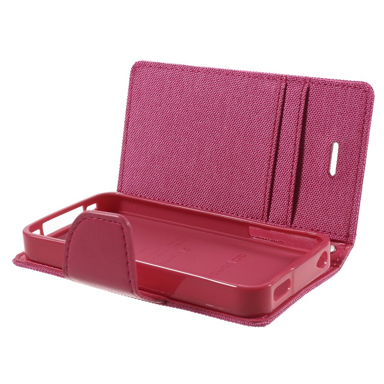 MERCURY GOOSPERY Canvas Diary Leather Cover for iPhone 4s / 4 with Stand - Rose-6