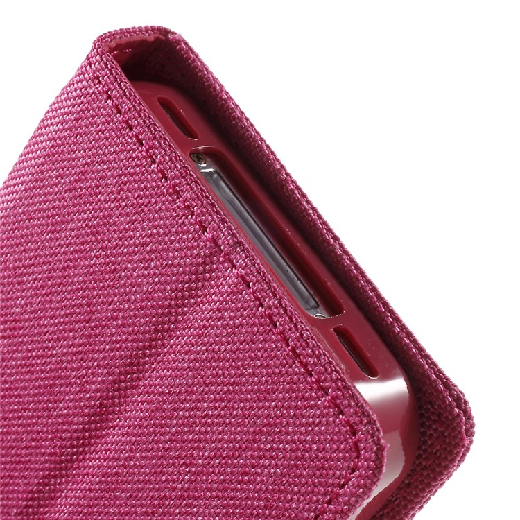 MERCURY GOOSPERY Canvas Diary Leather Cover for iPhone 4s / 4 with Stand - Rose-9
