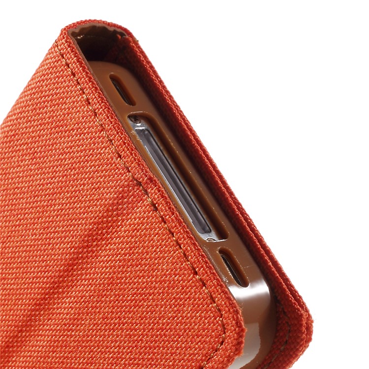 MERCURY GOOSPERY Canvas Diary Leather Cover for iPhone 4s / 4 with Stand - Orange-10