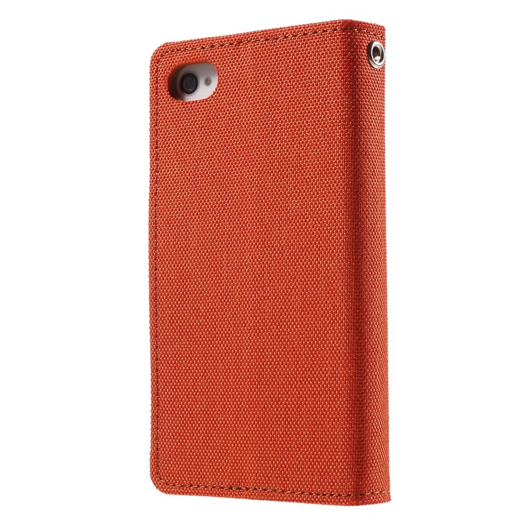 MERCURY GOOSPERY Canvas Diary Leather Cover for iPhone 4s / 4 with Stand - Orange-2